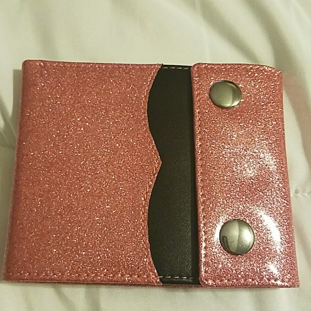 Pink metal flake wallet